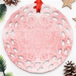 Pretty Pink Spirals Round Filigree Ornament (Two Sides) Front