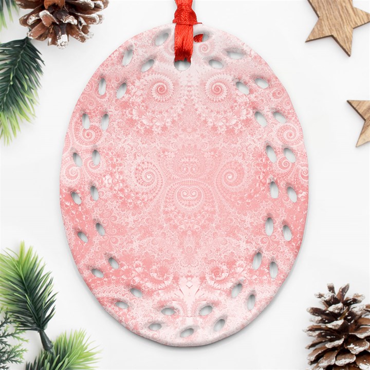 Pretty Pink Spirals Oval Filigree Ornament (Two Sides)