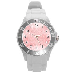 Pretty Pink Spirals Round Plastic Sport Watch (l) by SpinnyChairDesigns