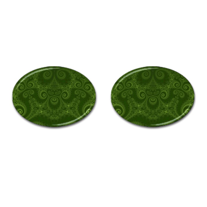 Forest Green Spirals Cufflinks (Oval)