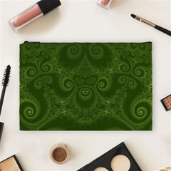 Forest Green Spirals Cosmetic Bag (large) by SpinnyChairDesigns