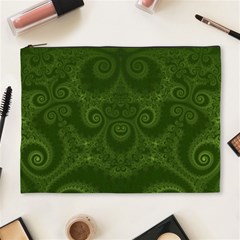 Forest Green Spirals Cosmetic Bag (xl) by SpinnyChairDesigns