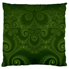 Forest Green Spirals Large Cushion Case (one Side) by SpinnyChairDesigns