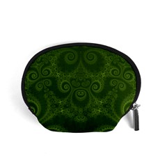 Forest Green Spirals Accessory Pouch (small) by SpinnyChairDesigns