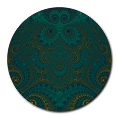 Teal Green Spirals Round Mousepads