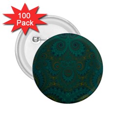 Teal Green Spirals 2 25  Buttons (100 Pack)  by SpinnyChairDesigns