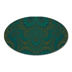 Teal Green Spirals Oval Magnet by SpinnyChairDesigns