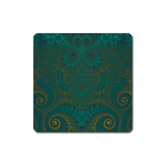 Teal Green Spirals Square Magnet by SpinnyChairDesigns