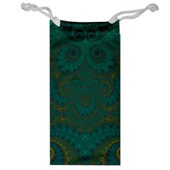 Teal Green Spirals Jewelry Bag by SpinnyChairDesigns