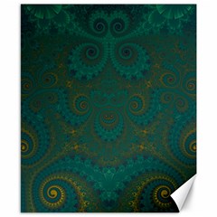 Teal Green Spirals Canvas 8  X 10  by SpinnyChairDesigns