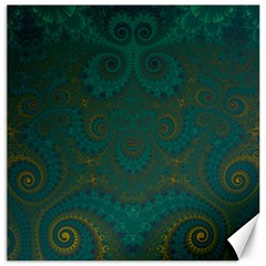 Teal Green Spirals Canvas 16  X 16  by SpinnyChairDesigns