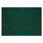 Teal Green Spirals Large Glasses Cloth (2 Sides) Back