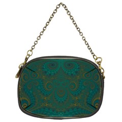 Teal Green Spirals Chain Purse (two Sides) by SpinnyChairDesigns