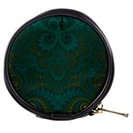 Teal Green Spirals Mini Makeup Bag Front