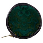 Teal Green Spirals Mini Makeup Bag Back