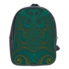 Teal Green Spirals School Bag (large) by SpinnyChairDesigns