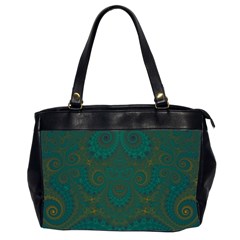 Teal Green Spirals Oversize Office Handbag (2 Sides) by SpinnyChairDesigns