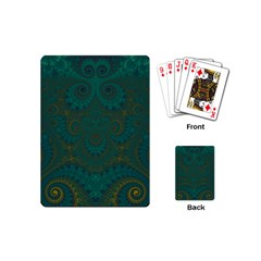 Teal Green Spirals Playing Cards Single Design (mini) by SpinnyChairDesigns