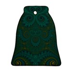 Teal Green Spirals Bell Ornament (Two Sides) Front