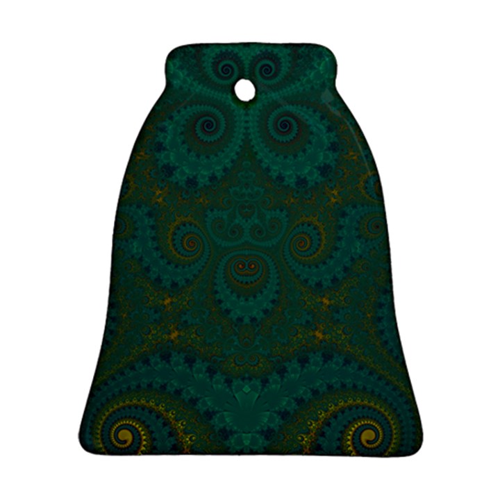 Teal Green Spirals Bell Ornament (Two Sides)