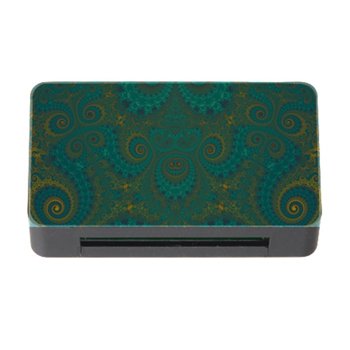 Teal Green Spirals Memory Card Reader with CF