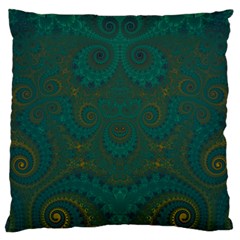 Teal Green Spirals Large Cushion Case (two Sides) by SpinnyChairDesigns