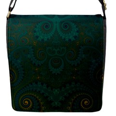 Teal Green Spirals Flap Closure Messenger Bag (s) by SpinnyChairDesigns