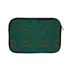 Teal Green Spirals Apple Ipad Mini Zipper Cases by SpinnyChairDesigns