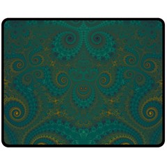 Teal Green Spirals Double Sided Fleece Blanket (medium)  by SpinnyChairDesigns