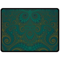 Teal Green Spirals Double Sided Fleece Blanket (large)  by SpinnyChairDesigns