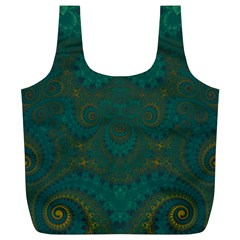 Teal Green Spirals Full Print Recycle Bag (xl) by SpinnyChairDesigns