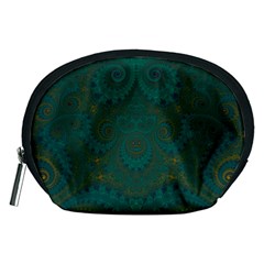 Teal Green Spirals Accessory Pouch (medium) by SpinnyChairDesigns