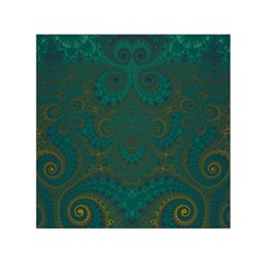 Teal Green Spirals Small Satin Scarf (square) by SpinnyChairDesigns