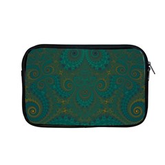 Teal Green Spirals Apple Macbook Pro 13  Zipper Case by SpinnyChairDesigns