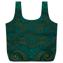 Teal Green Spirals Full Print Recycle Bag (xxxl) by SpinnyChairDesigns