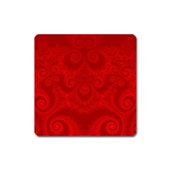 Red Spirals Square Magnet by SpinnyChairDesigns