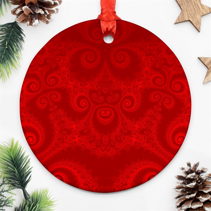 Red Spirals Round Ornament (Two Sides)