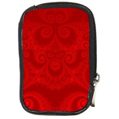 Red Spirals Compact Camera Leather Case by SpinnyChairDesigns