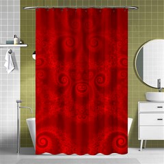 Red Spirals Shower Curtain 48  X 72  (small)  by SpinnyChairDesigns