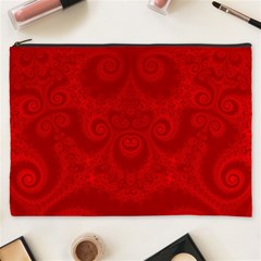 Red Spirals Cosmetic Bag (xxxl) by SpinnyChairDesigns