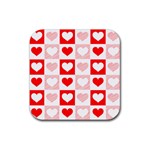 Hearts  Rubber Coaster (Square)  Front