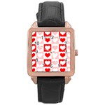 Hearts  Rose Gold Leather Watch  Front