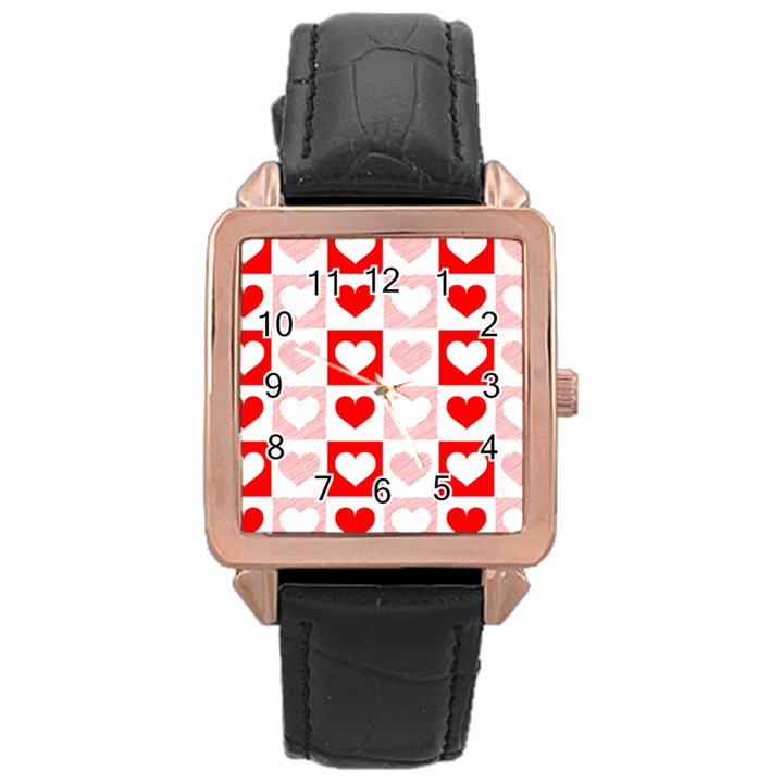 Hearts  Rose Gold Leather Watch 