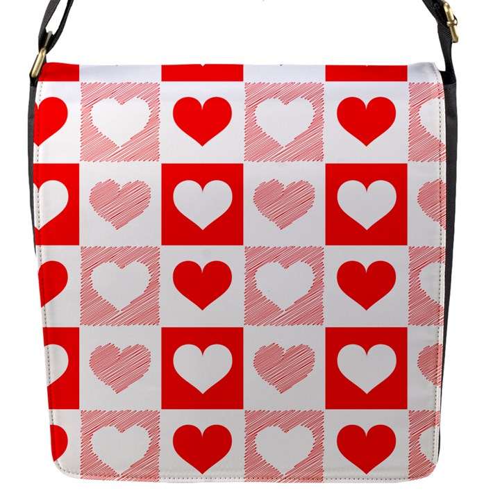 Hearts  Flap Closure Messenger Bag (S)