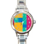 Squares  Round Italian Charm Watch Front