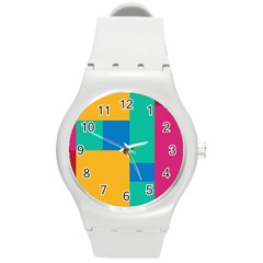 Squares  Round Plastic Sport Watch (m) by Sobalvarro