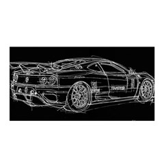 6-white-line-black-background-classic-car-original-handmade-drawing-pablo-franchi Satin Wrap by blackdaisy