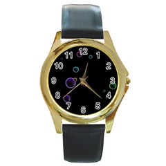 Bubble in dark Round Gold Metal Watch