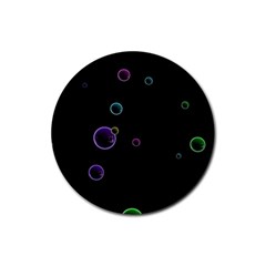 Bubble in dark Rubber Round Coaster (4 pack) 