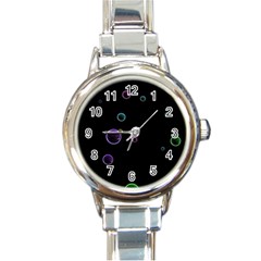 Bubble In Dark Round Italian Charm Watch by Sabelacarlos